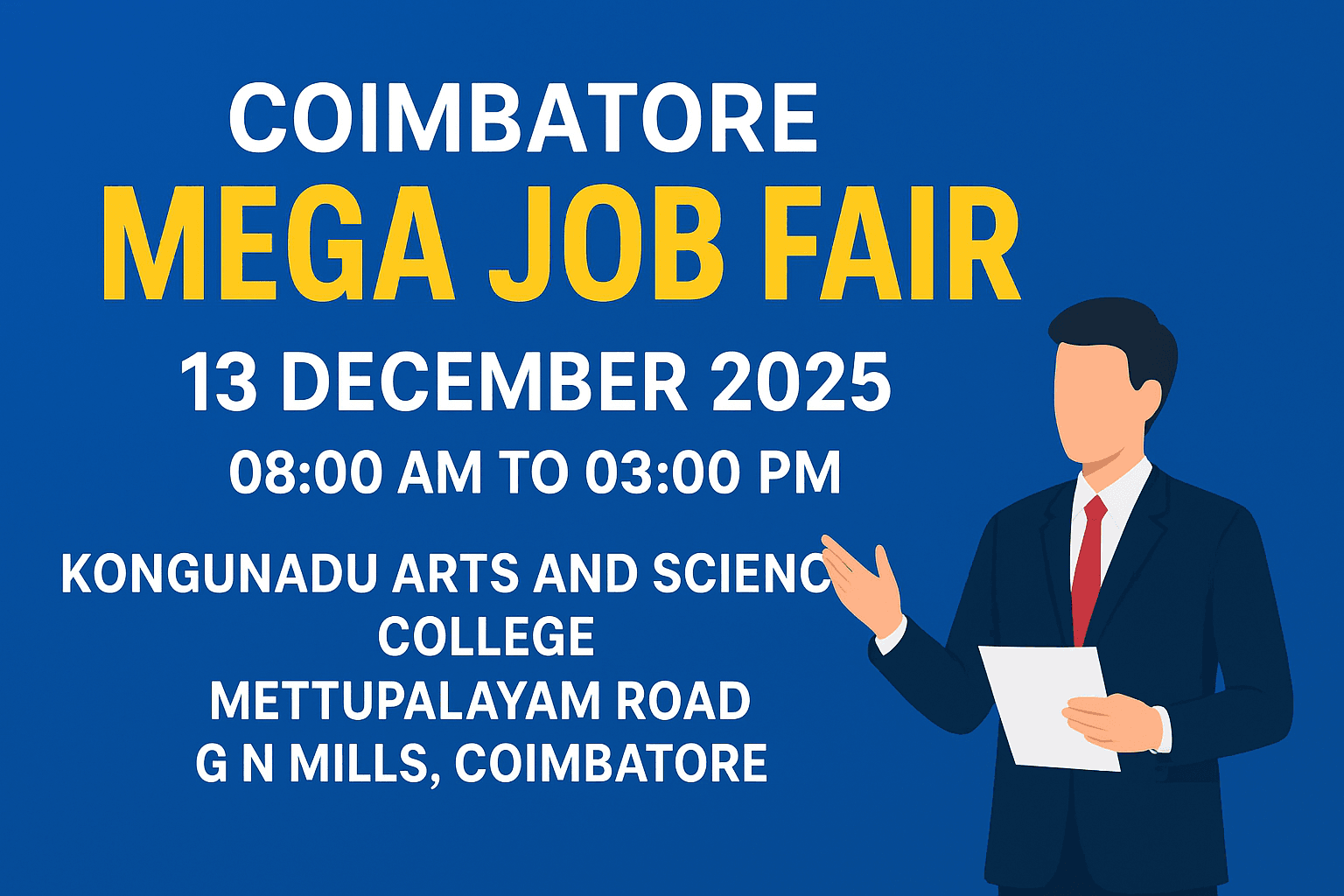 Coimbatore Mega Job Fair – December 2025 | Kongunadu Arts & Science College, G N Mills