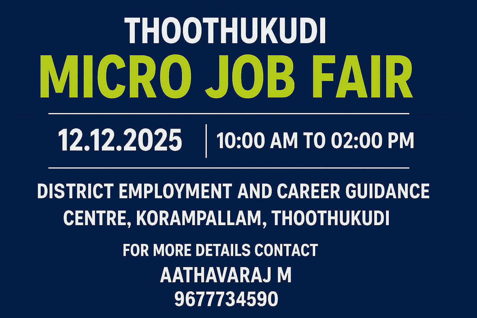 Thoothukudi 12.12.2025 Micro Job Fair – Private Sector Hiring at District Employment Office
