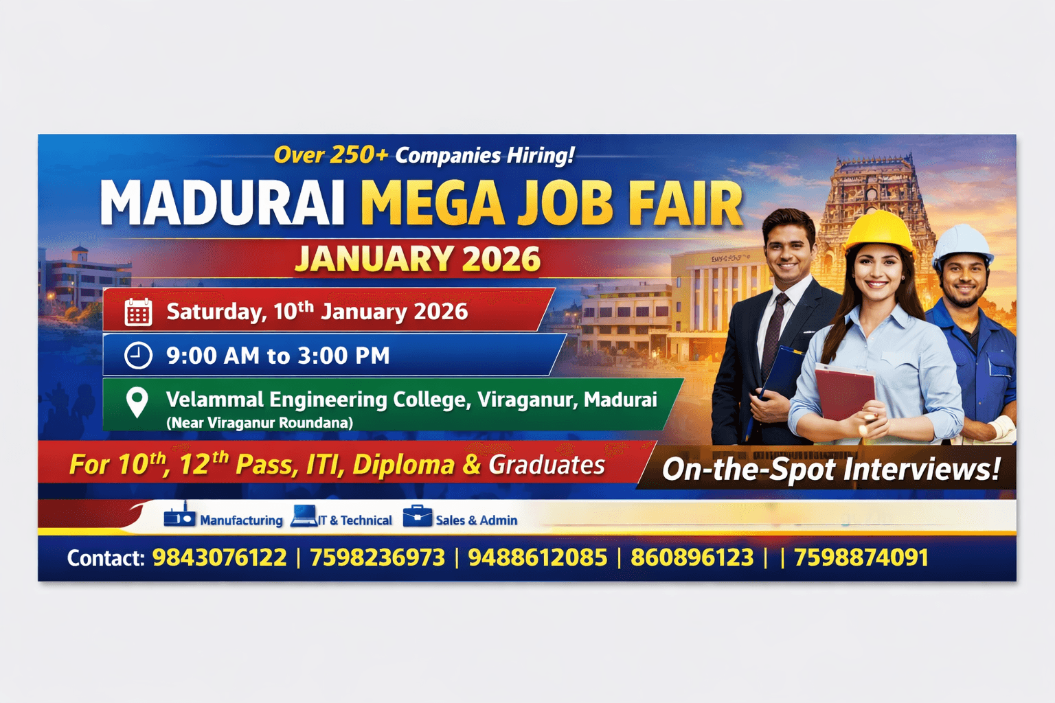 Madurai Mega Job Fair – January 2026 | 250+ Private Companies Hiring