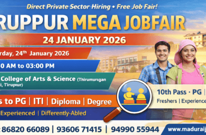 Tiruppur Mega Job Fair – January 2026 | Free Private Sector Employment Drive