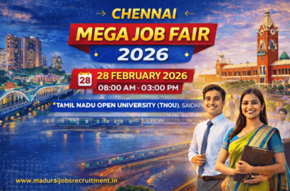 Chennai Mega Job Fair 2026 at Tamil Nadu Open University, Saidapet – 28 February (Saturday)