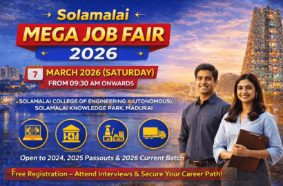 Solamalai Mega Job Fair 2026 Madurai | 7 March Recruitment Drive