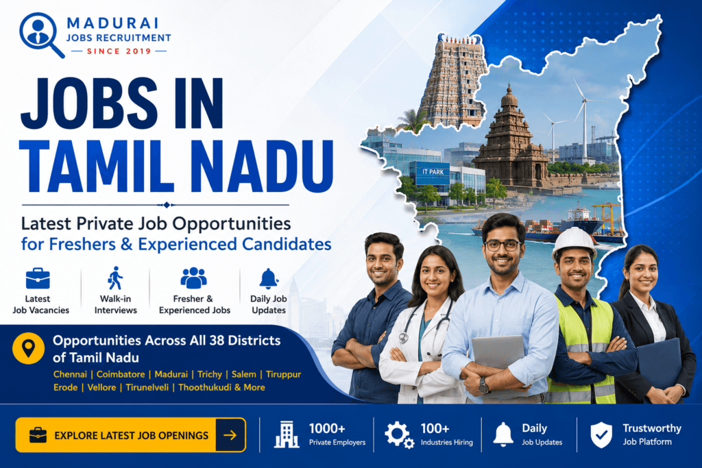 Jobs in Tamil Nadu – Latest Private Job Vacancies, Freshers & Experienced Hiring 2026
