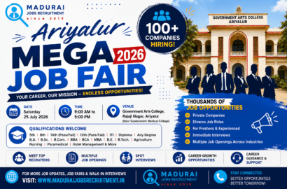 Ariyalur Mega Job Fair 2026 at Government Arts College | 100+ Companies & 5,000+ Job Seekers