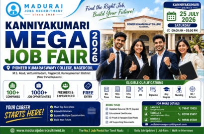 Kanyakumari Mega Job Fair 2026 at Pioneer Kumaraswamy College, Nagercoil
