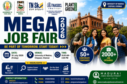 Mega Job Fair 2026 at University of Madras, Chennai – 50+ Companies & 2,000+ Job Opportunities on 10 July 2026