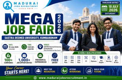 SASTRA Deemed University Mega Job Fair 2026 | 100+ Companies & 1,000+ Jobs