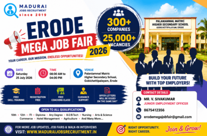 Erode Mega Job Fair 2026 | 300+ Companies & 25,000+ Vacancies
