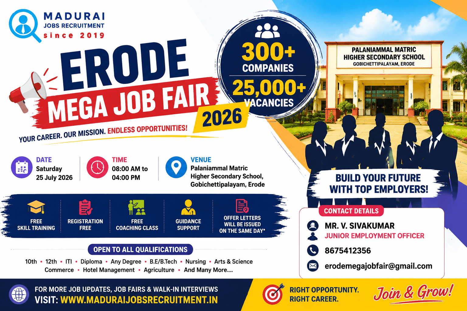 Erode Mega Job Fair 2026 | 300+ Companies & 25,000+ Vacancies