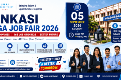 Tenkasi Mega Job Fair 2026 on 5 September at I.C.I Higher Secondary School, Tenkasi