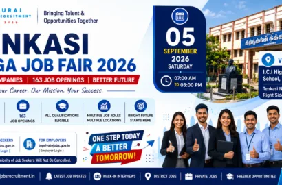 Tenkasi Mega Job Fair 2026 on 5 September at I.C.I Higher Secondary School, Tenkasi