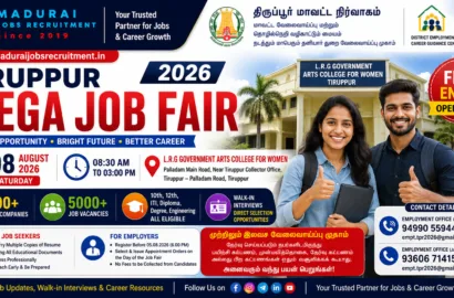 Tiruppur Mega Job Fair 2026 on 08 August | Free Private Job Fair