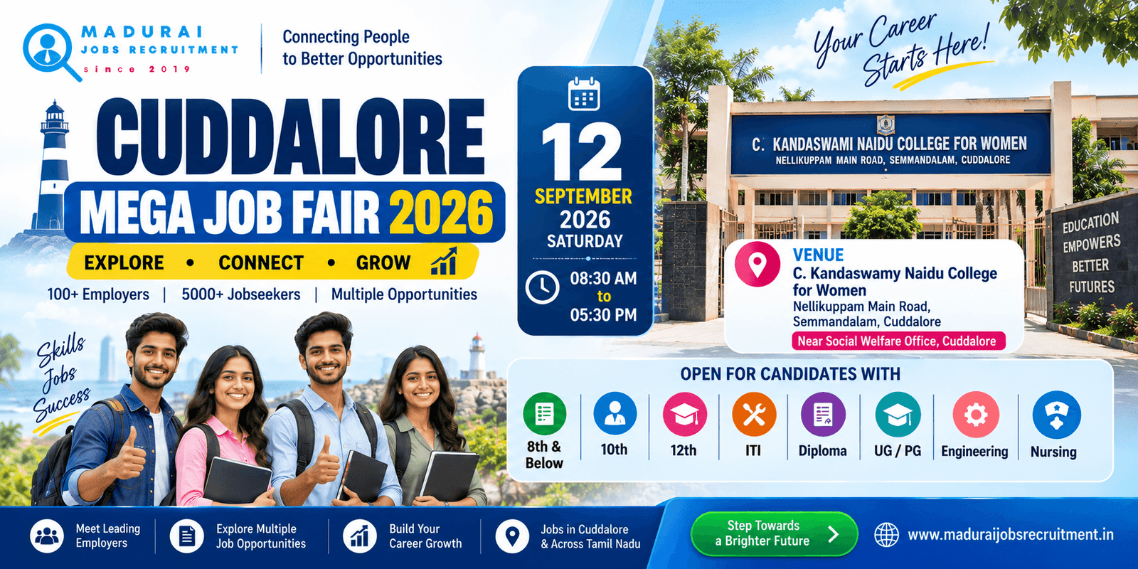 Cuddalore Mega Job Fair 2026 at C. Kandaswamy Naidu College for Women on 12 September