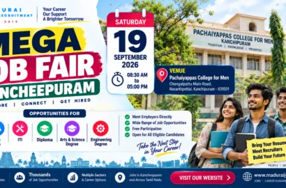 Kancheepuram Mega Job Fair 2026 at Pachaiyappa’s College for Men on 19 September