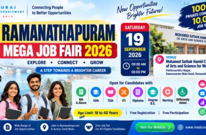 Ramanathapuram Mega Job Fair 2026 at Mohamed Sathak Hamid College on 19 September