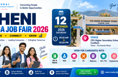 Theni Mega Job Fair 2026 at CPU Higher Secondary School, Cumbum on 12 September