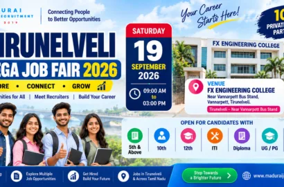 Tirunelveli Mega Job Fair 2026 at FX Engineering College on 19 September