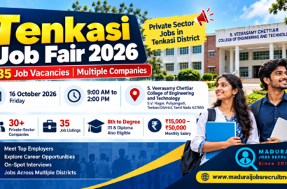 Tenkasi Job Fair 2026 on 16 October at S. Veerasamy Chettiar College, Puliyangudi