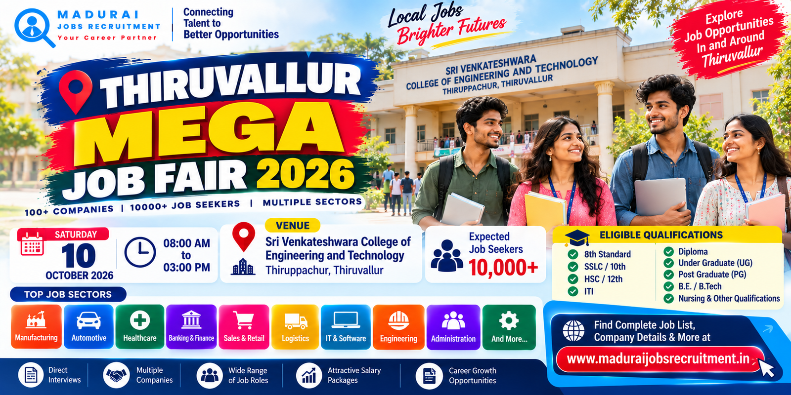 Thiruvallur Mega Job Fair 2026 at Sri Venkateshwara College of Engineering and Technology Thiruppachur