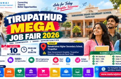 Tirupathur Mega Job Fair 2026 at Ramakrishna Higher Secondary School on 10 October