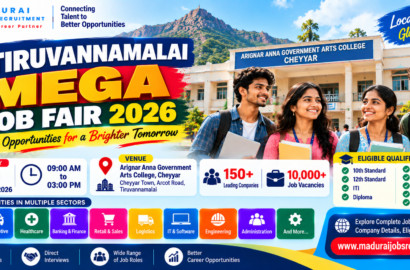 Tiruvannamalai Mega Job Fair 2026 at Arignar Anna Government Arts College Cheyyar on 10 October